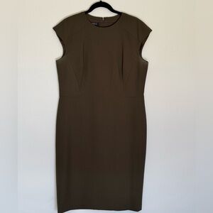Lafayette 148 New York Dark Olive Sheath Midi Dress